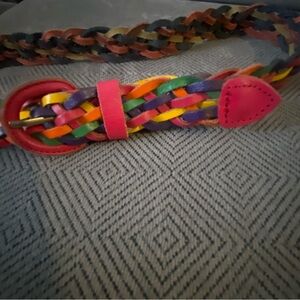 Vintage Colorful Braided Belt Genuine Leather